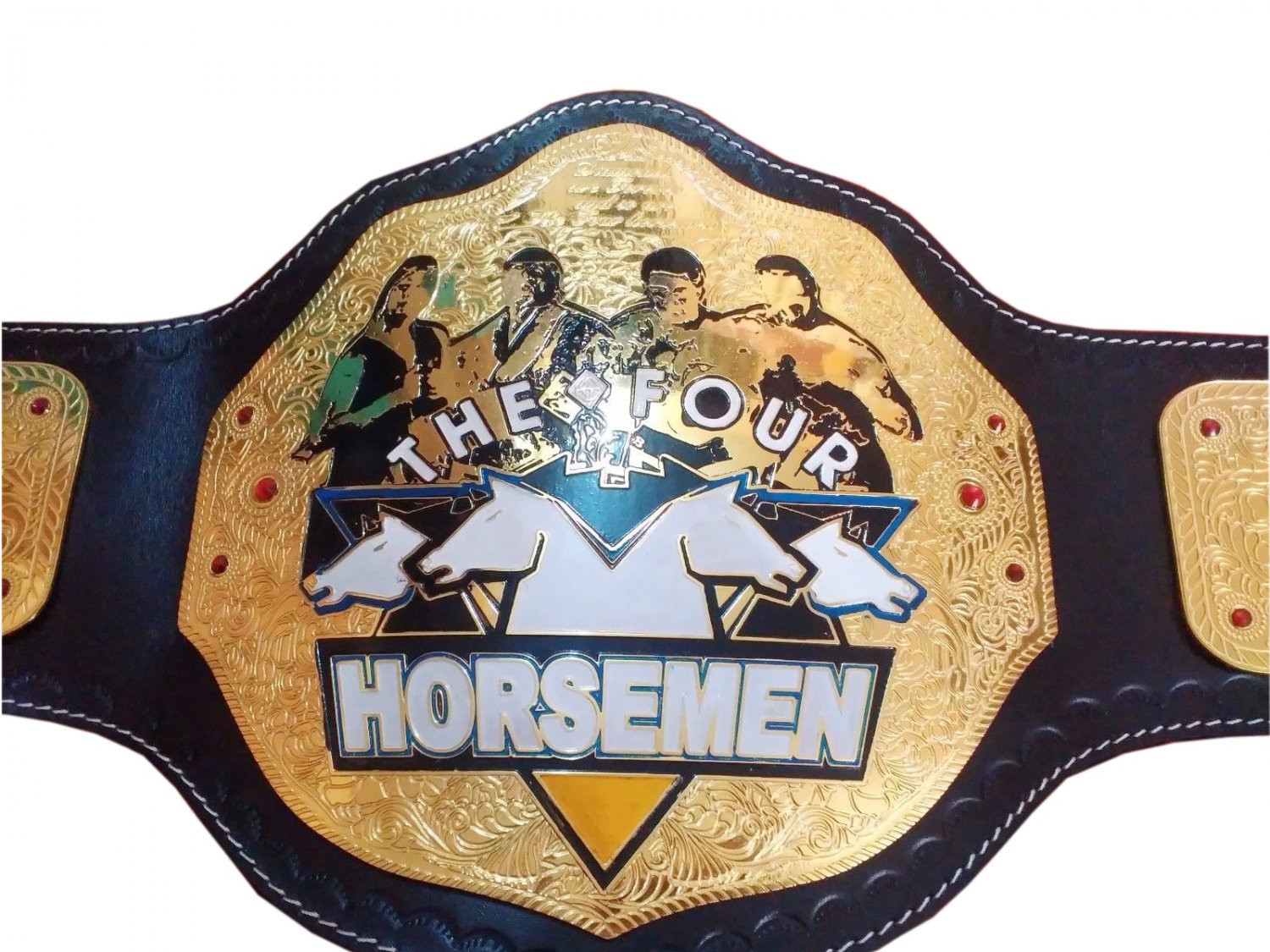 The four horsemen wrestling championship belt black leather strap adult