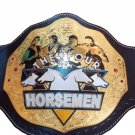 THE FOUR HORSEMEN WRESTLING CHAMPIONSHIP BELT BLACK LEATHER STRAP ADULT SIZE
