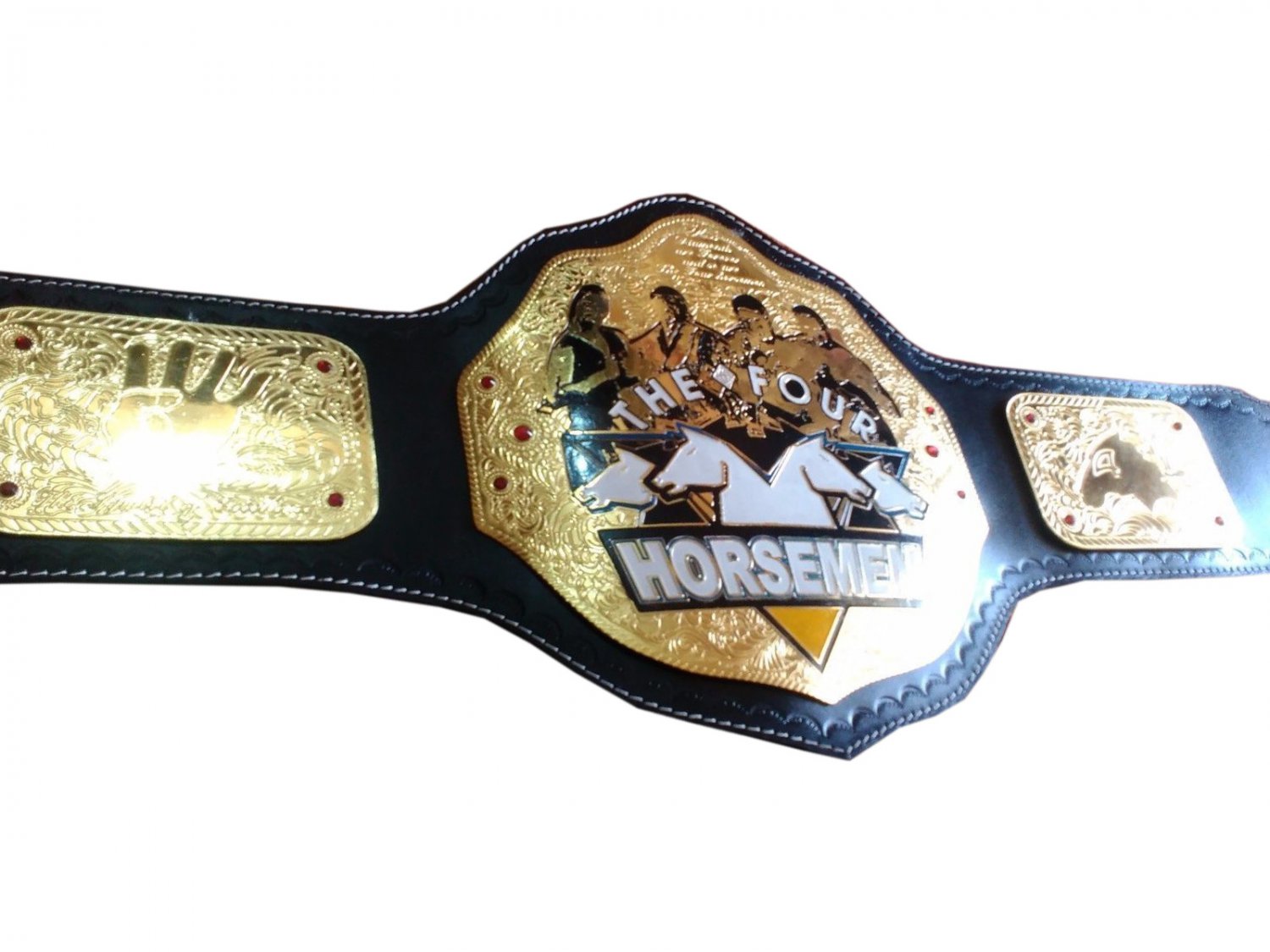 The four horsemen wrestling championship belt black leather strap adult