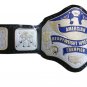 HEAVYWEIGHT WRESTLING CHAMPIONSHIP BELT BLACK LEATHER STRAP ADULT SIZE