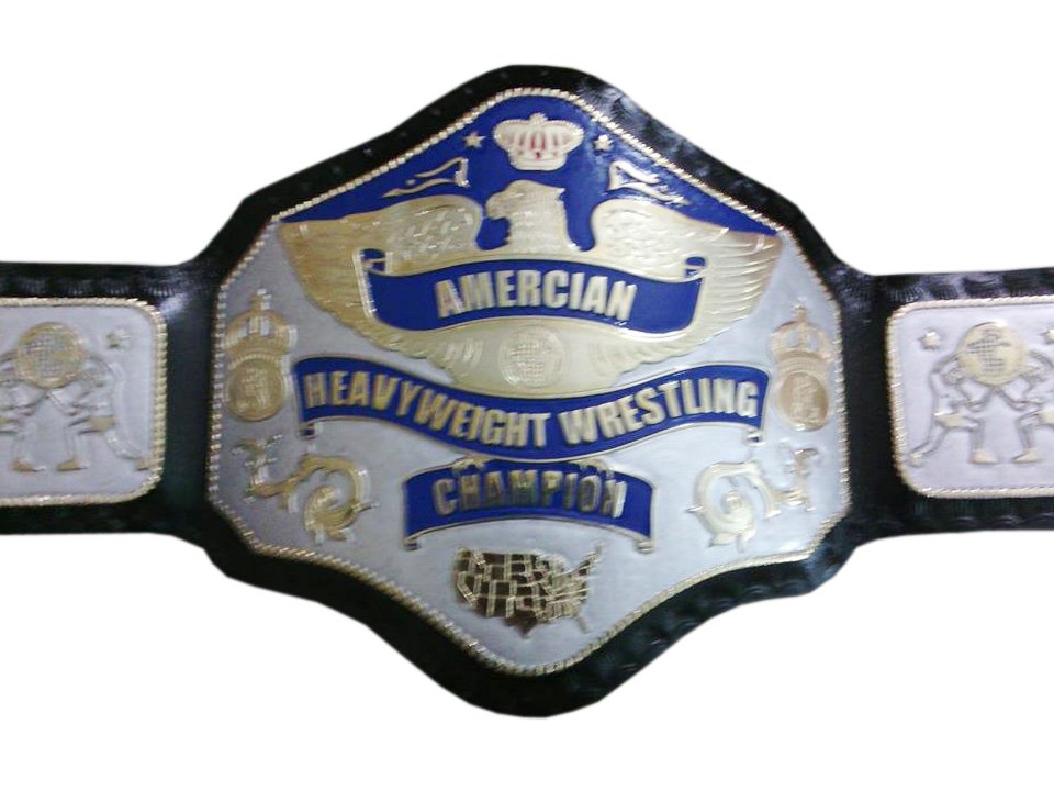 HEAVYWEIGHT WRESTLING CHAMPIONSHIP BELT BLACK LEATHER STRAP ADULT SIZE