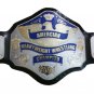 HEAVYWEIGHT WRESTLING CHAMPIONSHIP BELT BLACK LEATHER STRAP ADULT SIZE