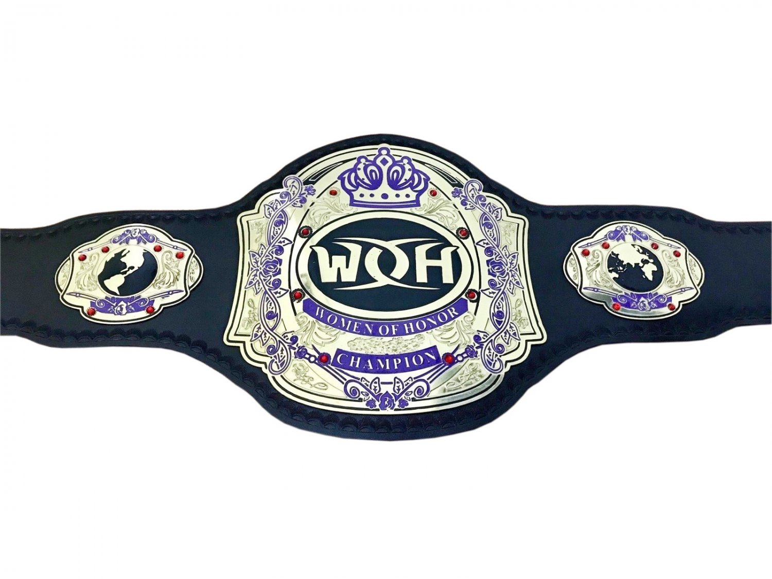 WOH WOMEN OF HONOR WRESTLING CHAMPIONSHIP BELT BLACK LEATHER STRAP ...