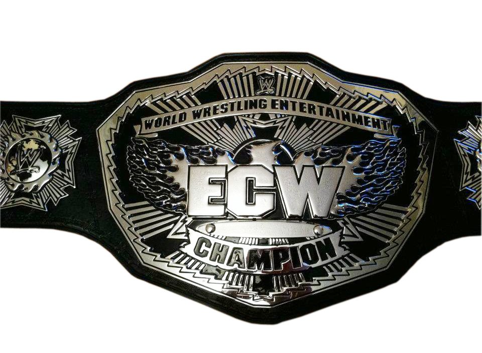ECW WRESTLING CHAMPIONSHIP BELT BLACK LEATHER STRAP ADULT SIZE