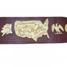 USA HEAVYWEIGHT WRESTLING CHAMPIONSHIP BELT ADULT SIZE RED LEATHER STRAP