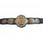 ROH RING OF SIX MAN TAG TEAM WORLD WRESTLING CHAMPIONSHIP BELT BLACK LEATHER STRAP ADULT SIZE
