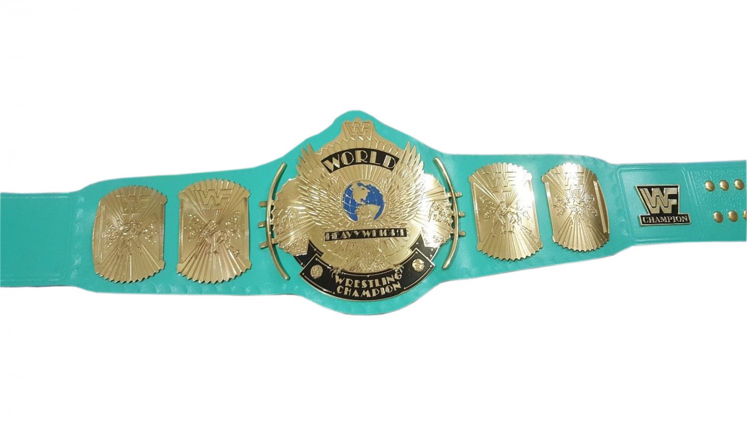 WINGED EAGLE WRESTLING CHAMPIONSHIP BELT  LIGHT BLUE LEATHER STRAP ADULT SIZE
