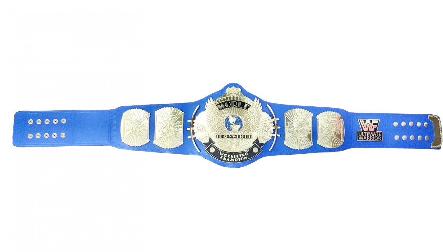 WINGED EAGLE WRESTLING CHAMPIONSHIP BELT BLUE LEATHER STRAP ADULT SIZE