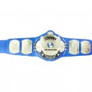 WINGED EAGLE WRESTLING CHAMPIONSHIP BELT BLUE LEATHER STRAP ADULT SIZE