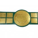 BIG GREEN WRESTLING CHAMPIONSHIP BELT GREEN LEATHER STRAP ADULT SIZE