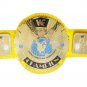 BIG EAGLE SCRATCH LOGO ATTITUDE ERA BLOCK LOGO WRESTLING CHAMPIONSHIP BELT YELLOW LEATHER STRAP
