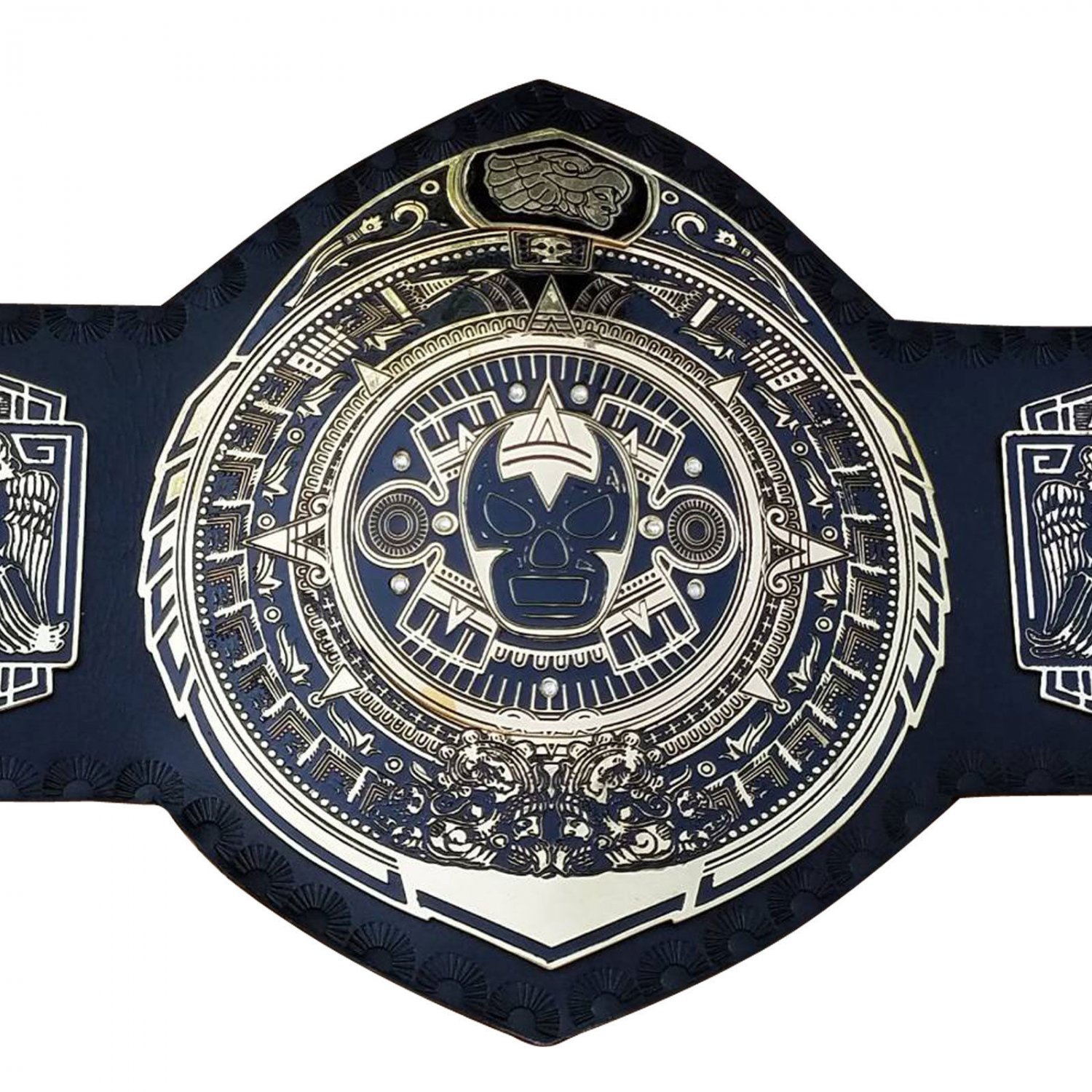 LUCHA LIBRE WRESTLING CHAMPIONSHIP BELT BLACK LEATHER STRAP