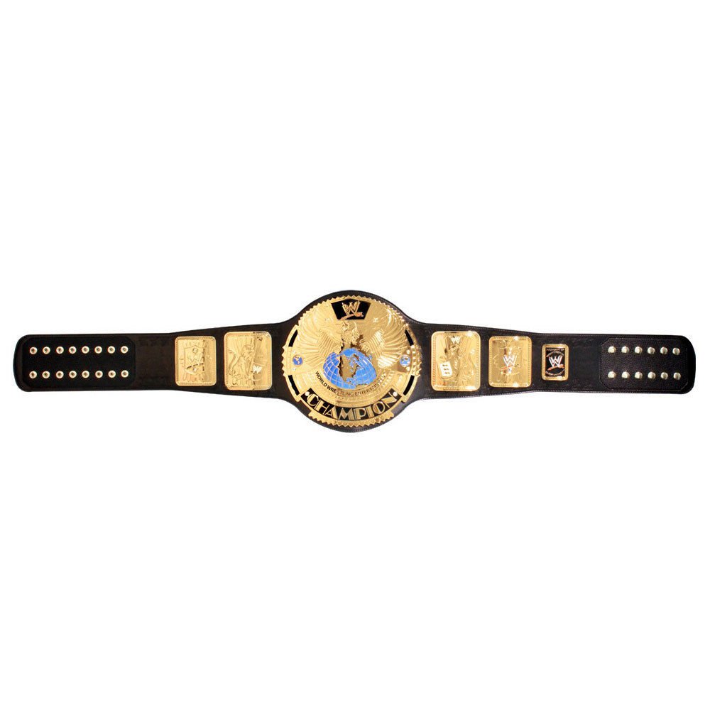 BIG EAGLE SCRATCH LOGO ATTITUDE ERA BLOCK LOGO WRESTLING CHAMPIONSHIP BELT BLACK LEATHER STRAP
