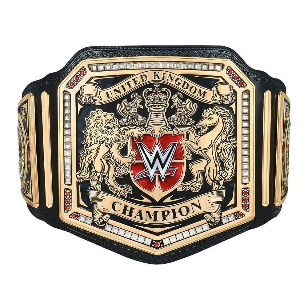 UNITED KINGDOM UK WRESTLING CHAMPIONSHIP BELT BLACK LEATHER STRAP ADULT SIZE