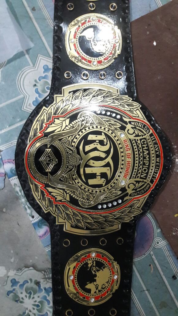 ROH RING OF HONOR WRESTLING CHAMPIONSHIP BELT BLACK LEATHER STRAP ADULT SIZE