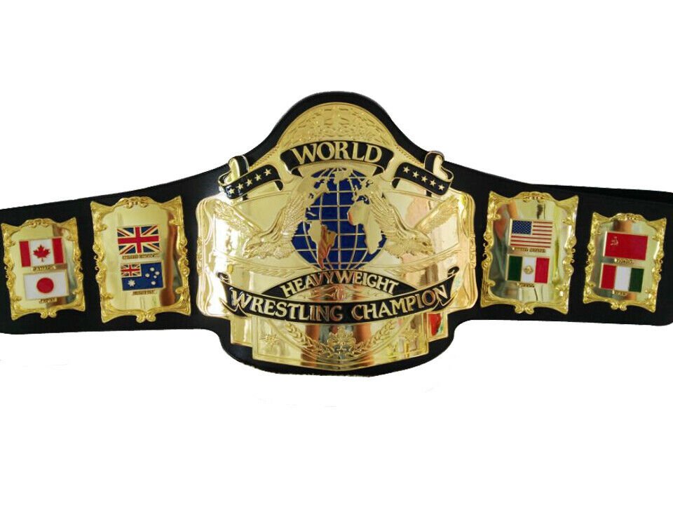 ANDRE 87 WORLD HEAVYWEIGHT WRESTLING CHAMPIONSHIP BELT BLACK LEATHER STRAP ADULT SIZE