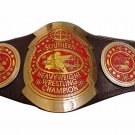 SOUTHERN HEAVYWEIGHT WRESTLING CHAMPIONSHIP RED COMBINATION BELT BLACK LEATHER STRAP ADULT SIZE