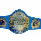 SHINE SUPER NOVA WRESTLING CHAMPIONSHIP BELT ADULT SIZE  BLUE LEATHER STRAP