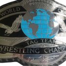 WORLD CLASS TAG TEAM WRESTLING CHAMPIONSHIP BELT BLACK LEATHER STRAP ADULT SIZE