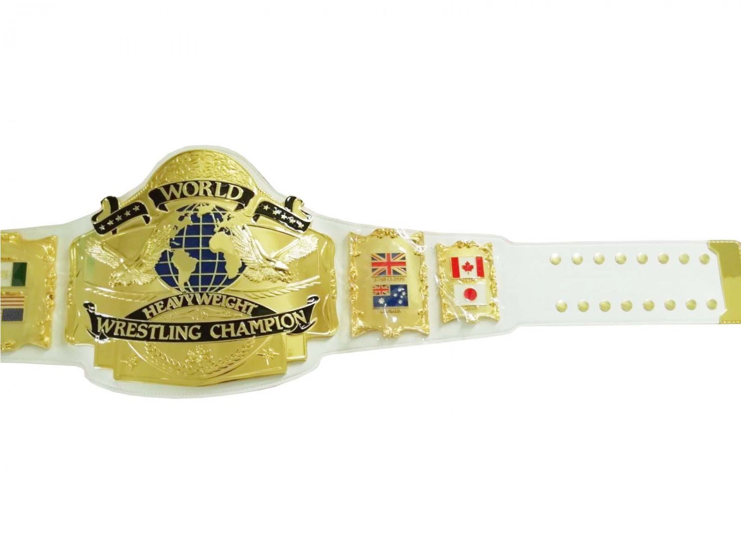 ANDRE 87 WORLD HEAVYWEIGHT WRESTLING CHAMPIONSHIP BELT WHITE LEATHER STRAP ADULT SIZE