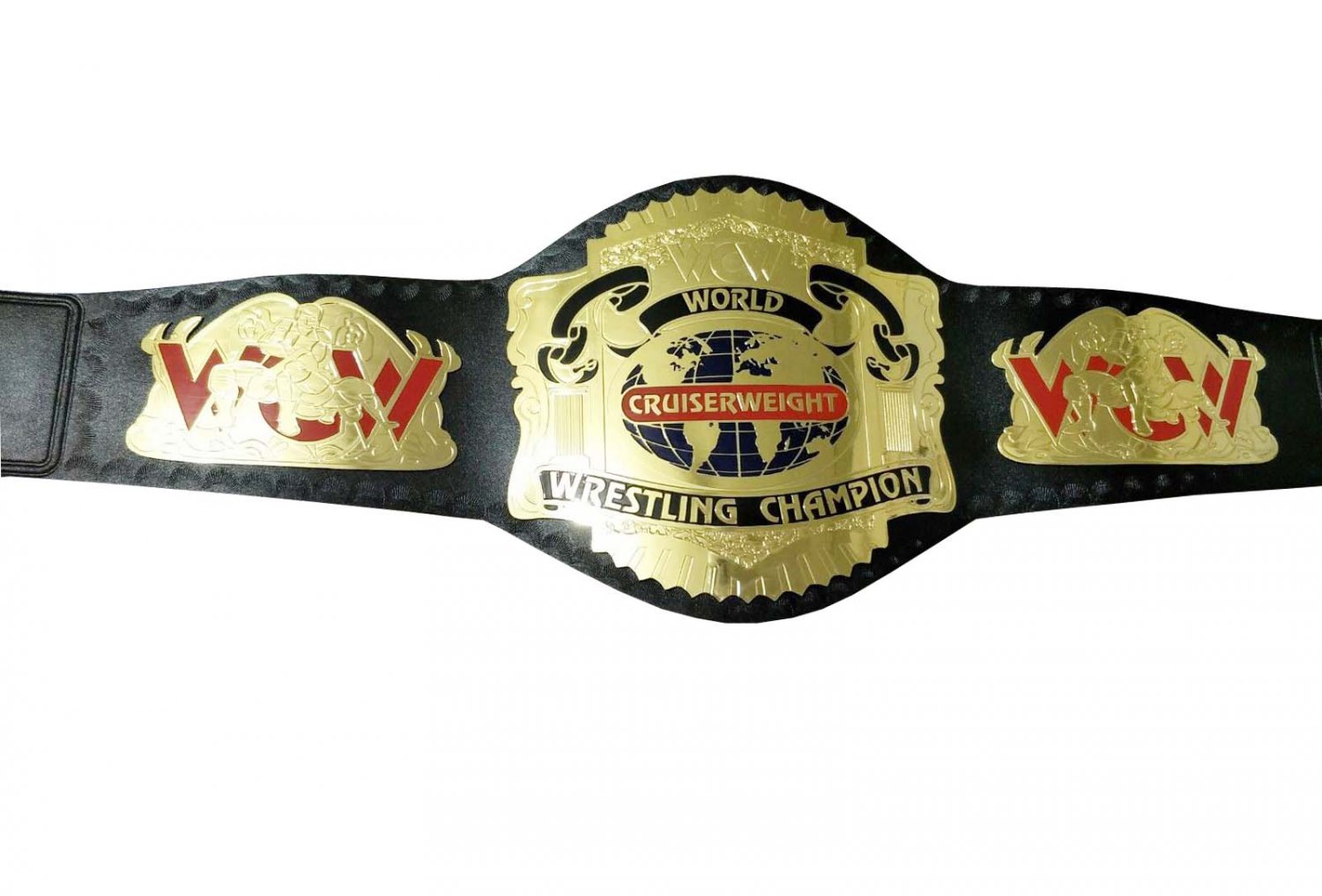 WCW WORLD CRUISERWEIGHT WRESTLING CHAMPIONSHIP BELT BLACK LEATHER STRAP