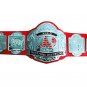 NWA TAG TEAM WORLD CHAMPION WRESTLING CHAMPIONSHIP BELT RED LEATHER STRAP ADULT SIZE