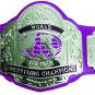 NWA TAG TEAM WORLD CHAMPION WRESTLING CHAMPIONSHIP BELT PURPLE LEATHER STRAP ADULT SIZE
