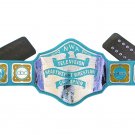 NWA TELEVISION HEAVYWEIGHT WRESTLING CHAMPIONSHIP BELT LIGHT BLUE LEATHER STRAP ADULT SIZE