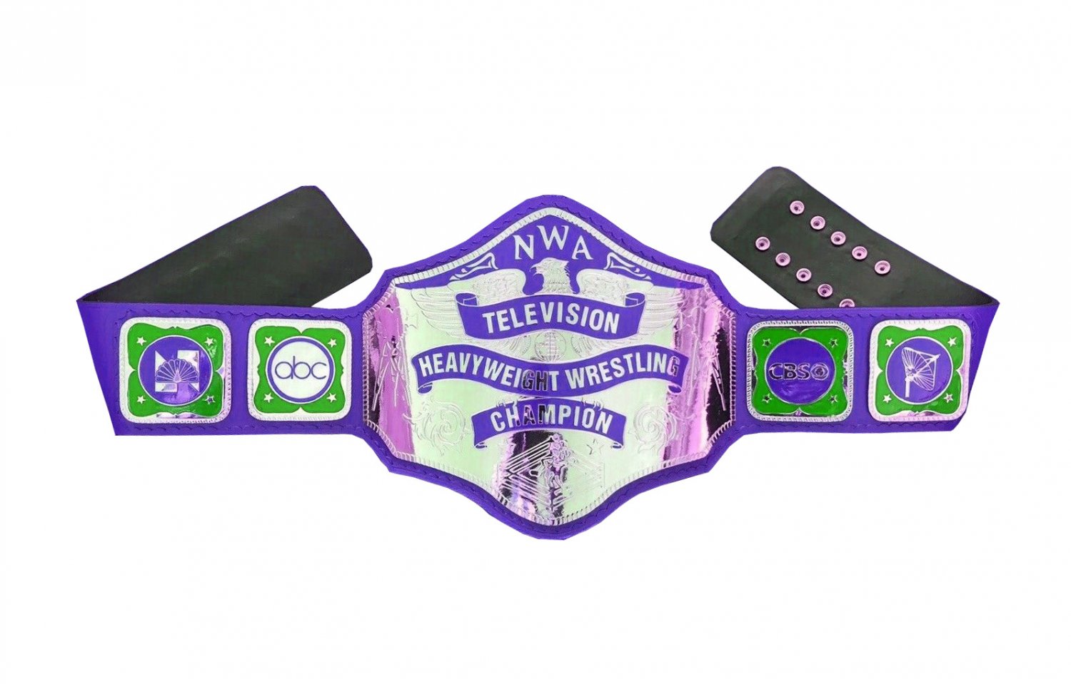 NWA TELEVISION HEAVYWEIGHT WRESTLING CHAMPIONSHIP BELT BLUE LEATHER STRAP ADULT SIZE