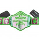 NWA TELEVISION HEAVYWEIGHT WRESTLING CHAMPIONSHIP GREEN LEATHER STRAP ADULT SIZE