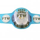 FTW TAZ WORLD WRESTLING CHAMPIONSHIP BELT LIGHT BLUE LEATHER STRAP ADULT SIZE