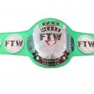FTW TAZ WORLD WRESTLING CHAMPIONSHIP BELT GREEN LEATHER STRAP ADULT SIZE