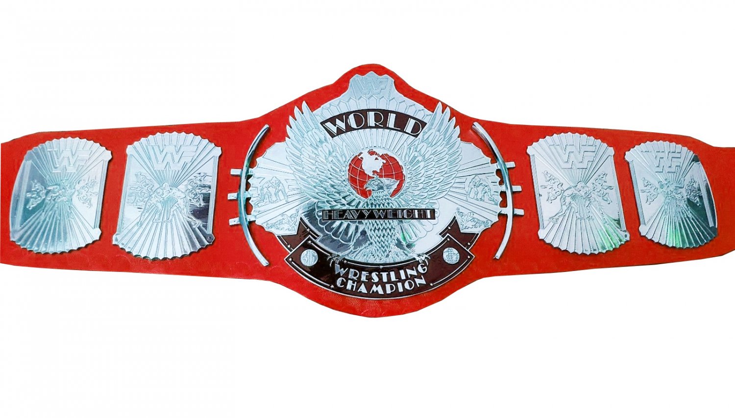 WINGED EAGLE WRESTLING CHAMPIONSHIP BELT RED LEATHER STRAP ADULT SIZE