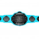 CALIFORNIA CAGE WAR WRESTLING CHAMPIONSHIP BELT LIGHT BLUE LEATHER STRAP ADULT SIZE