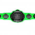 CALIFORNIA CAGE WAR WRESTLING CHAMPIONSHIP BELT GREEN LEATHER STRAP ADULT SIZE