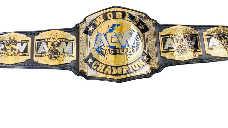 AEW WORLD TAG TEAM WRESTLING CHAMPIONSHIP BELT BLACK LEATHER STRAP