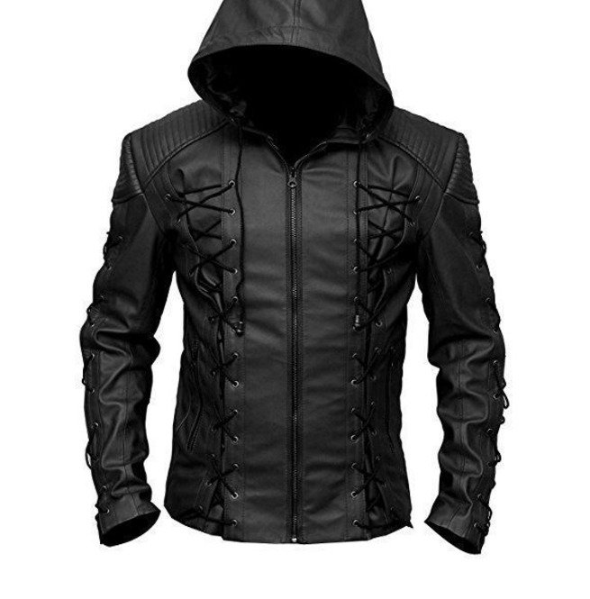 New Men's Coat Gothic Style Fashion Black Leather Jacket Size S