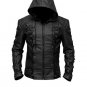 New Men's Coat Gothic Style Fashion Black Leather Jacket Size S