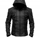 New Men's Coat Gothic Style Fashion Black Leather Jacket Size 5XL