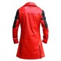 New Men's Traditional Coat Gothic Style Fashion Red Leather Jacket Size XS
