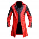 New Men's Traditional Coat Gothic Style Fashion Red Leather Jacket Size XL
