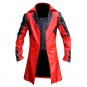 New Men's Traditional Coat Gothic Style Fashion Red Leather Jacket Size XL