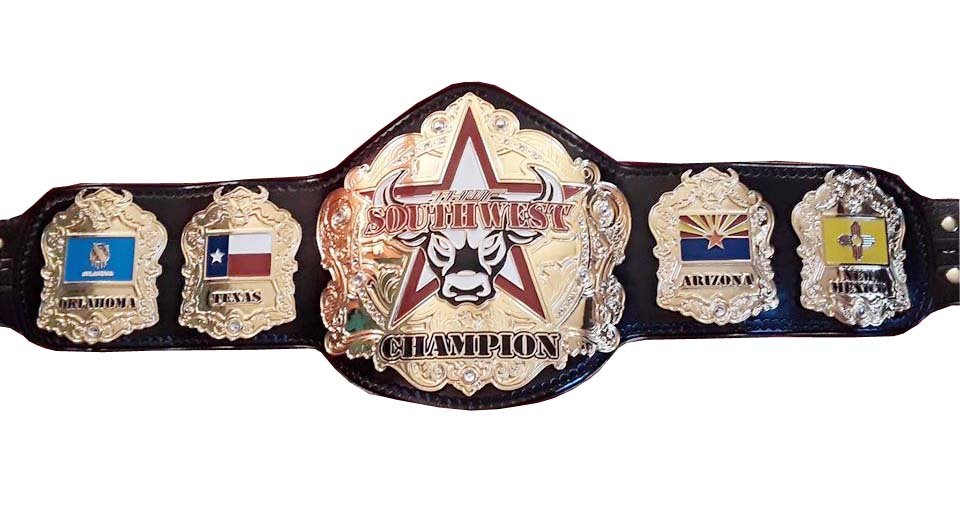 SOUTHWEST WRESTLING CHAMPIONSHIP LEATHER STRAP BELT ADULT SIZE