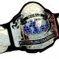 NWA TAG TEAM WORLD CHAMPION WRESTLING CHAMPIONSHIP BELT BLACK LEATHER STRAP ADULT SIZE