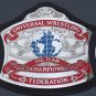 UNIVERSAL TAG TEAM CHAMPION WRESTLING CHAMPIONSHIP BELT BLACK LEATHER STRAP ADULT SIZE