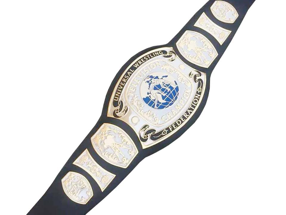 UNIVERSAL WRESTLING CHAMPIONSHIP FEDERATION LEATHER STRAP BELT ADULT SIZE