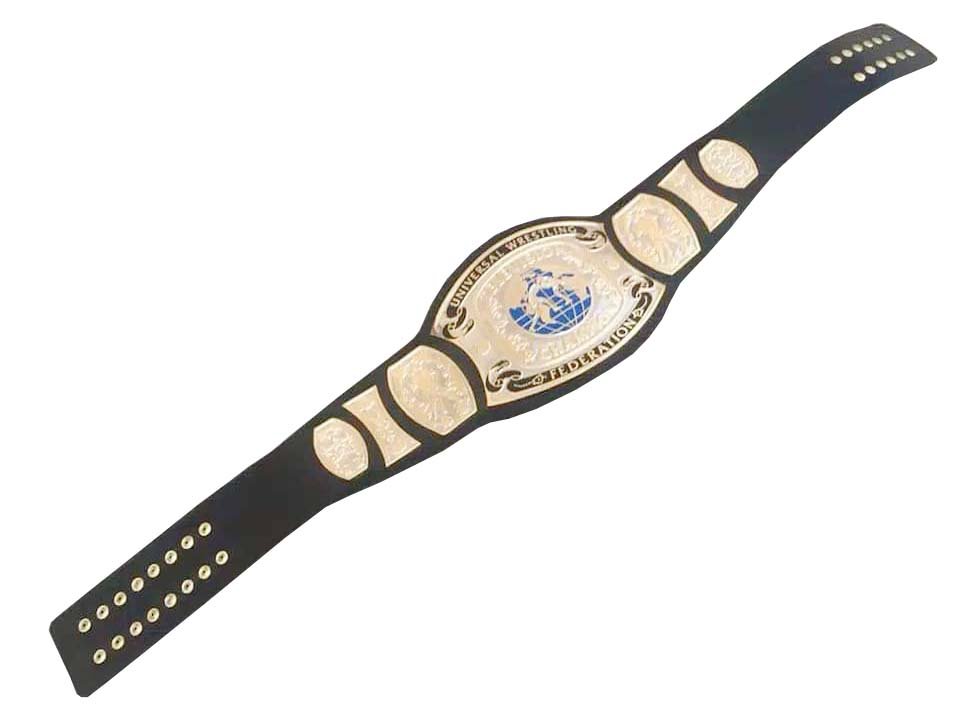 UNIVERSAL WRESTLING CHAMPIONSHIP FEDERATION LEATHER STRAP BELT ADULT SIZE