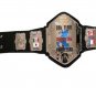 TAG TEAM WRESTLING CHAMPIONSHIP BELT BLACK LEATHER STRAP ADULT SIZE