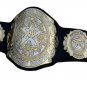 PROFESSIONAL WRESTLING HEAVYWEIGHT CHAMPIONSHIP BELT BLACK DUAL PLATED LEATHER STRAP ADULT SIZE