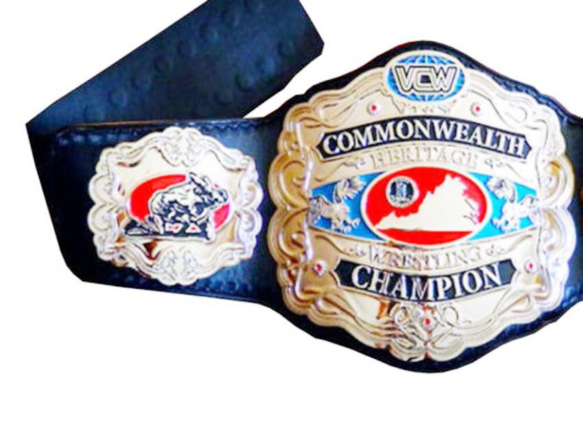 VCW COMMONWEALTH CHAMPIONSHIP WRESTLING BELT BLACK LEATHER STRAP ADULT SIZE